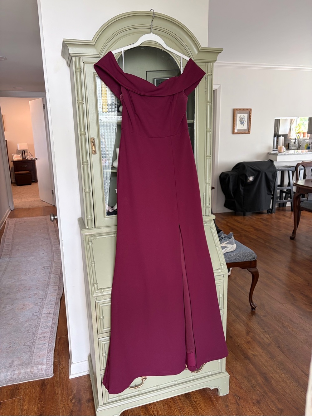 Lulu's Wine Off Shoulder Evening Gown